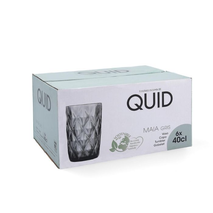 Quid Vaso Alto Vidrio Maia 40 cL (6 Unidades) Azul con Relieve 4 Quid Vaso Alto Vidrio Maia 40 cL (6 Unidades) Azul con Relieve 4