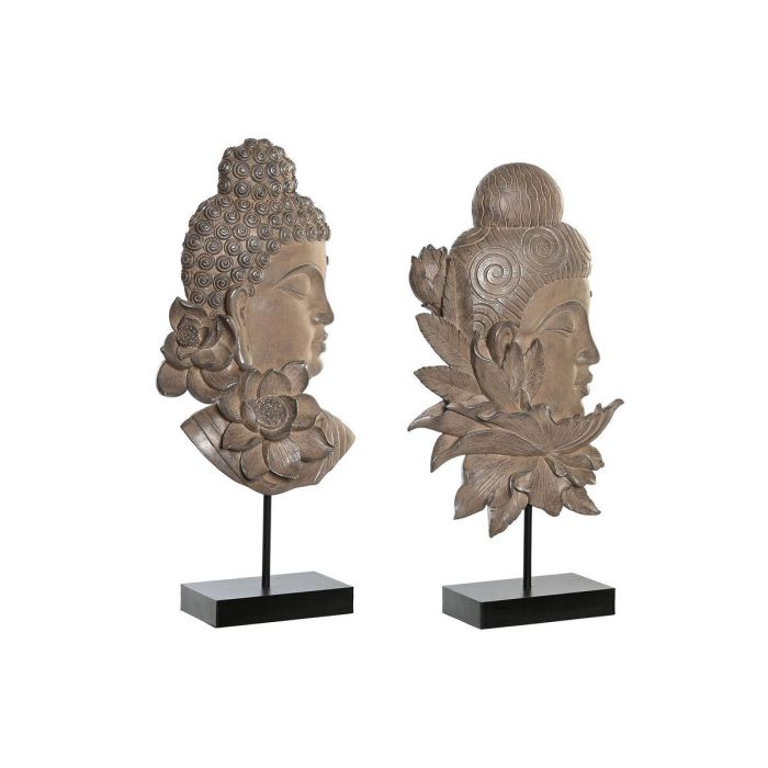 Figura Oriental DKD Home Decor Marron Negro 8 x 42 x 23 cm (2 Unidades)