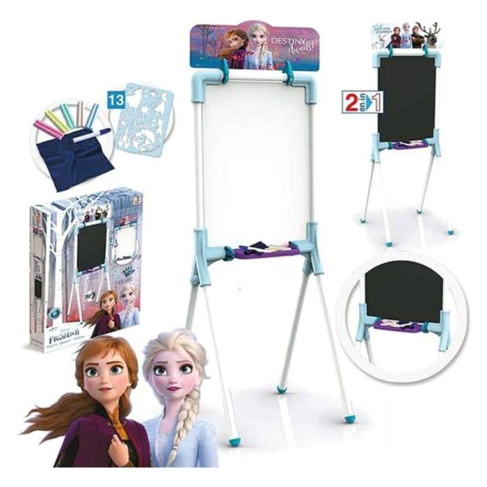 Pizarra frozen ii 2 en 1 magnetica y para tizas 37x32x98 cm incluye 12 accesorios