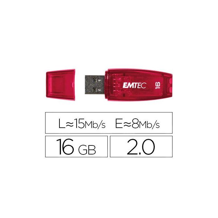 Memoria Usb Emtec Flash C410 16 grb 2.0 Rojo