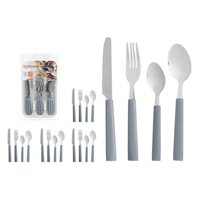 Set 16 Cubiertos Kinvara con Cubertero Gris 22x37x4 cm - Metal y Plástico (6 Unidades) Set 16 Cubiertos Kinvara con Cubertero Gris 22x37x4 cm - Metal y Plástico (6 Unidades)