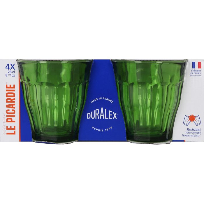 Duralex Set 4 Vasos Picardie 25 cl Verdes - Vasos de vidrio templado para bebida (12 Cajas)