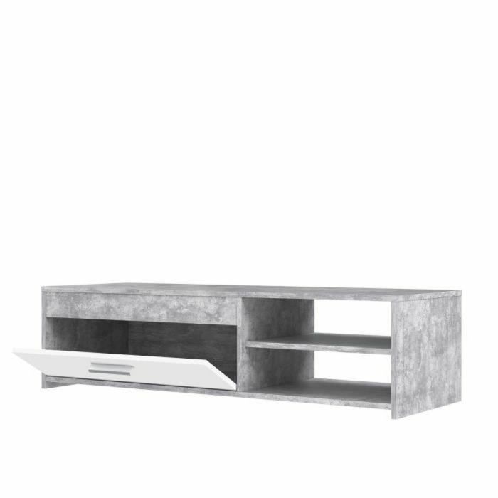 PILVI Mueble de televisión moderno - Hormigón blanco y gris claro - An 120 x P 42,1 x Al 31,8 cm 3 PILVI Mueble de televisión moderno - Hormigón blanco y gris claro - An 120 x P 42,1 x Al 31,8 cm 3