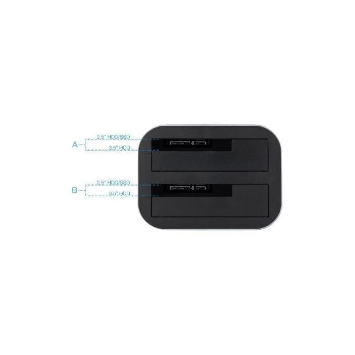 TooQ TQDS-805G Docking Station para Discos Duros 2.5/3.5" HDD/SSD USB 3.0/3.1 Gen1 con Clonación Autónoma 8TB SATA Gris Aluminio 2