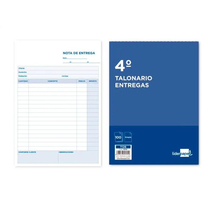 Liderpapel T126 Talonario Entregas Original Tamaño Cuarto Natural 144x210mm 60g 0 Liderpapel T126 Talonario Entregas Original Tamaño Cuarto Natural 144x210mm 60g 0