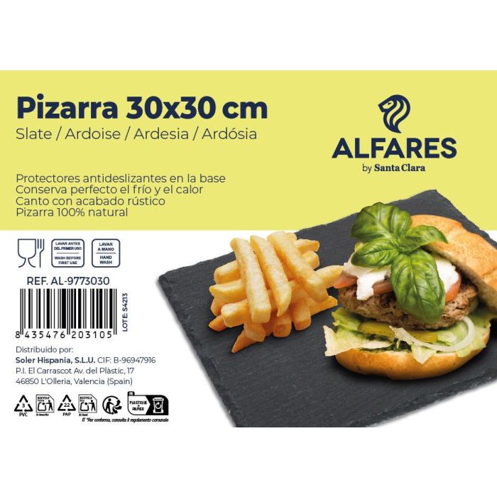 Bandeja Pizarra 30x30 cm Alfares - Santa Clara (12 Unidades) 4 Bandeja Pizarra 30x30 cm Alfares - Santa Clara (12 Unidades) 4