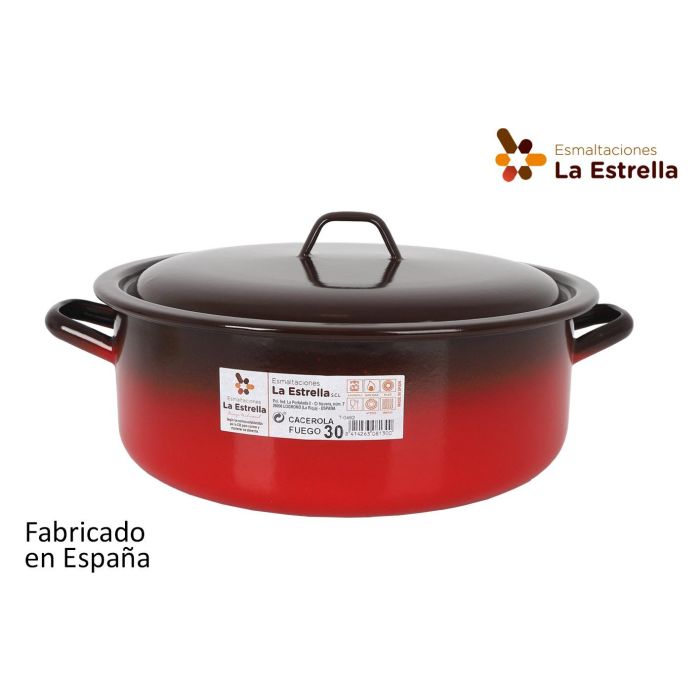 Cacerola Esmaltada con Tapa 30 cm - 8L Fuego - La Estrella (4 Unidades) Cacerola Esmaltada con Tapa 30 cm - 8L Fuego - La Estrella (4 Unidades)