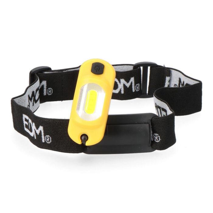 Edm Linterna Frontal LED Recargable 1W USB Tipo C Cabezal Direccionable 180° 6000K Amarillo/Negro 2