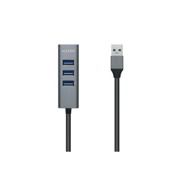 AISENS HUB USB 3.0 Aluminio, TIPO A/M-4XTIPO A/H, NEGRO, 30cm AISENS HUB USB 3.0 Aluminio, TIPO A/M-4XTIPO A/H, NEGRO, 30cm