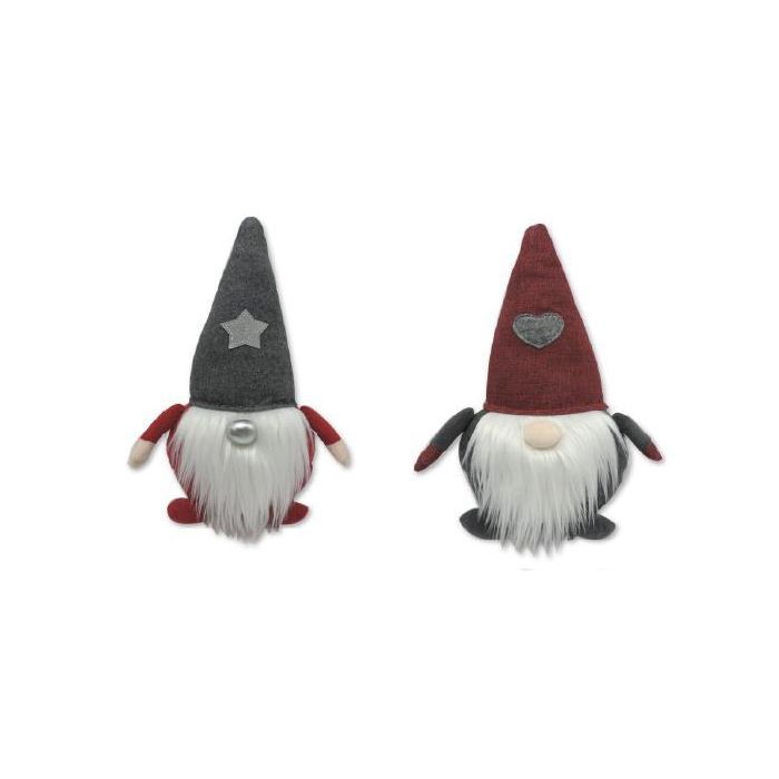DKD Home Decor Sujetapuertas Decorativo de Navidad Colección Alpina Noel, Poliéster Rojo Gris Blanco, 13x35x27 cm - Pack 4 Unidades