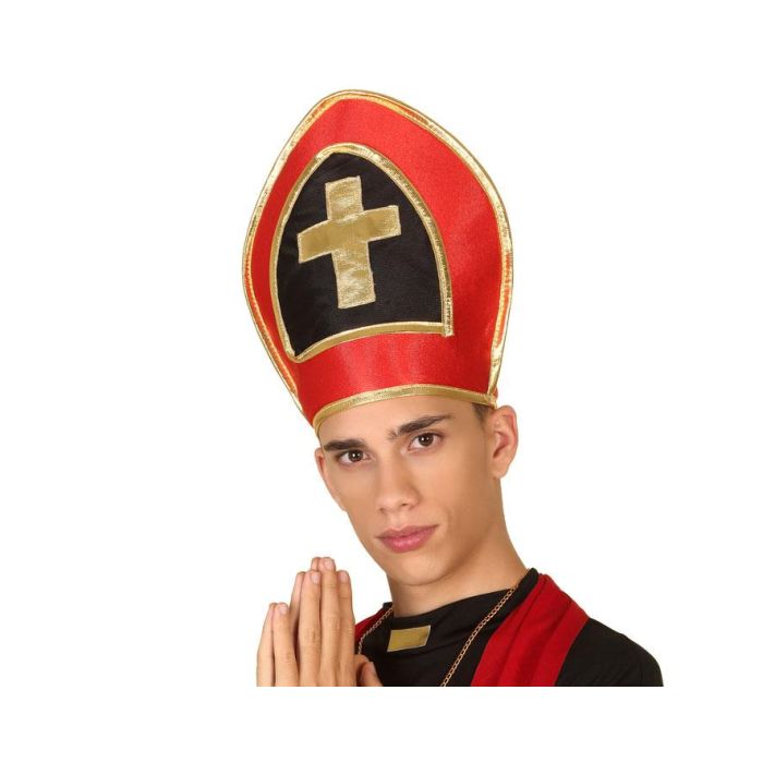 Sombrero Papa Religión Rojo Negro Hombre Adulto