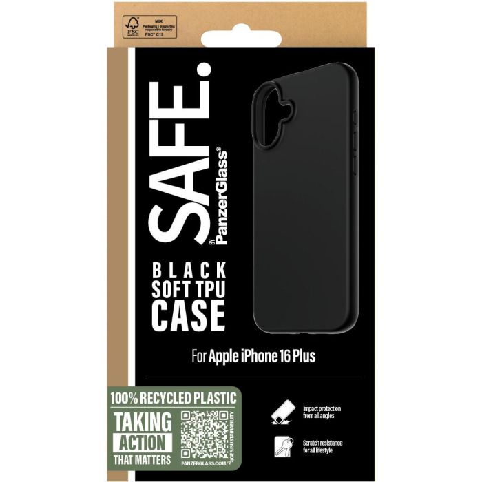 PanzerGlass Funda SAFE TPU Negra para iPhone 16 Plus 2