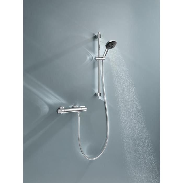Set de ducha con mezclador termostático, rociador de 3 chorros, barra de 60 cm y flexo - GROHE 34237003 - Ahorro de agua - Cromo 4 Set de ducha con mezclador termostático, rociador de 3 chorros, barra de 60 cm y flexo - GROHE 34237003 - Ahorro de agua - Cromo 4