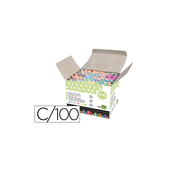 Tiza Color Antipolvo Liderpapel Caja De 100 Unidades Colores Surtidos