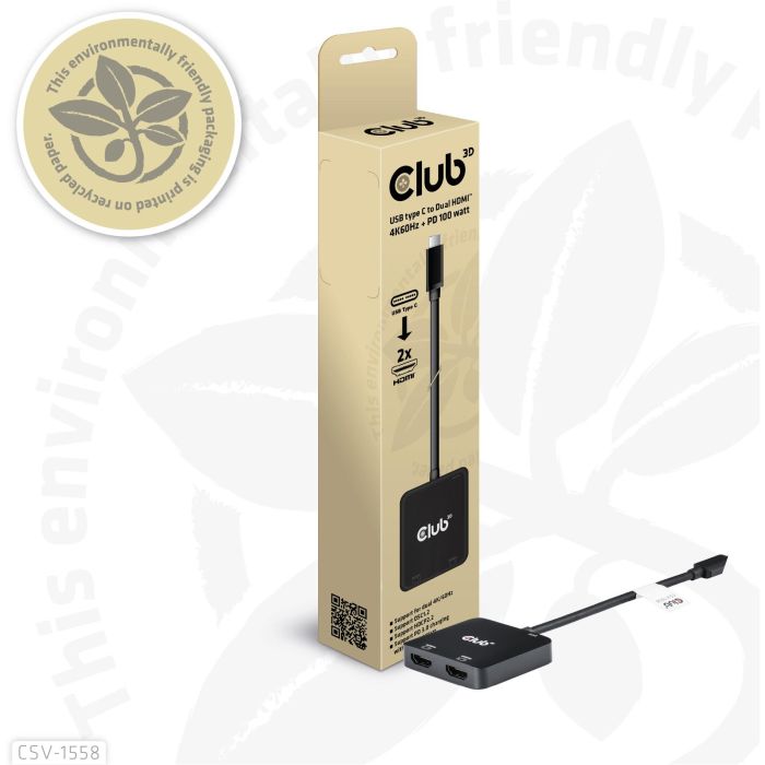 Club3D MST-Hub USB 3.2 Typ C > 2x HDMI 4K60Hz +100W PD St/Bu retail 7 Club3D MST-Hub USB 3.2 Typ C > 2x HDMI 4K60Hz +100W PD St/Bu retail 7
