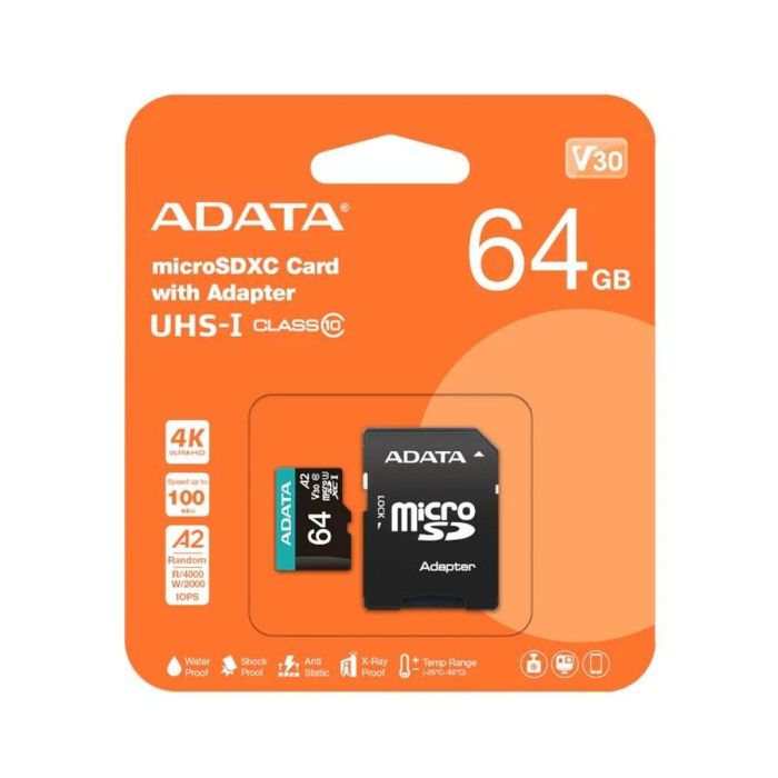 Tarjeta Micro SD Adata AUSDX64GUI3V30SA2 64 GB 2