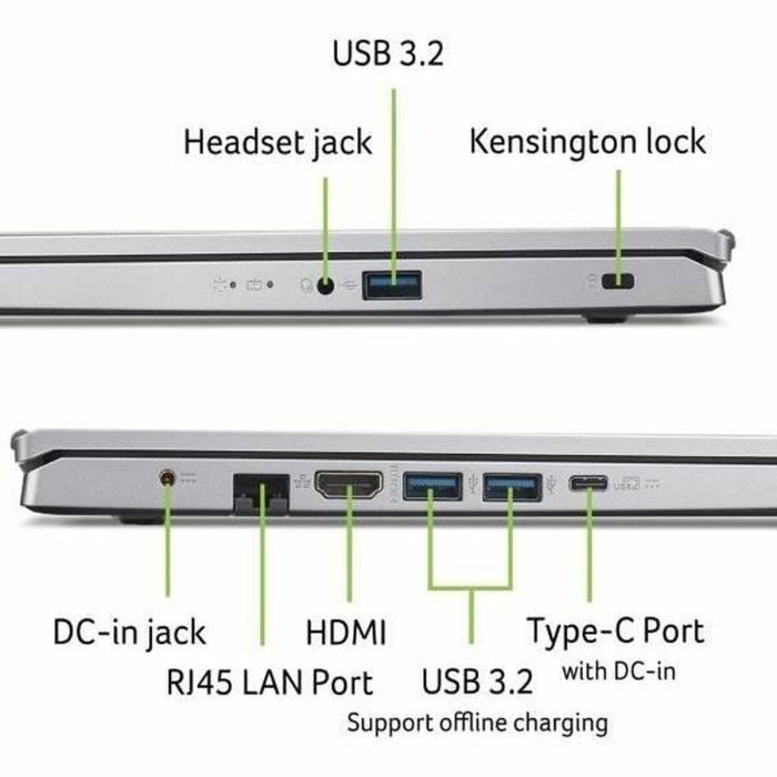 Laptop Acer Aspire 3 15 A315-44P 15,6" AMD Ryzen 5 5500U 8 GB RAM 32 GB RAM 512 GB SSD 3