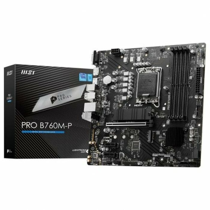 Placa MSI Pro B760M-P,Intel,1700,B760,4Ddr5,192Gb,Vga+Hdmi+Dp,4Sata+2M.2,4Usb3.2,Gblan,Matx