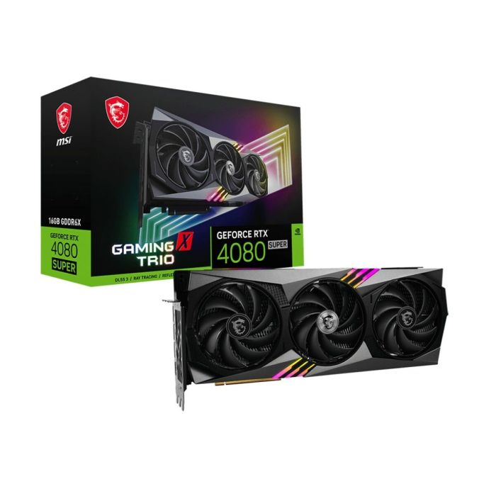 Vga MSI 4080 Super 16G Gaming X Trio,Nv,Rtx4080Super,16Gb,Gddr6X,256Bit,3Dp+1Hdmi,Torx Fan 4.0,3 Ventiladores Vga MSI 4080 Super 16G Gaming X Trio,Nv,Rtx4080Super,16Gb,Gddr6X,256Bit,3Dp+1Hdmi,Torx Fan 4.0,3 Ventiladores