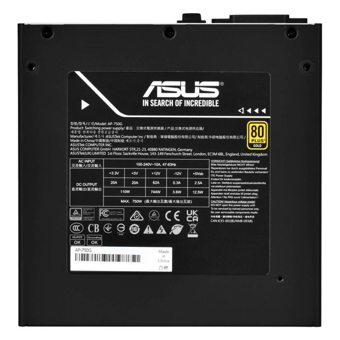 Fuente de Alimentación Asus 90YE00U1-B0NB00 ATX 750 W 110 W 80 Plus Gold RoHS 1