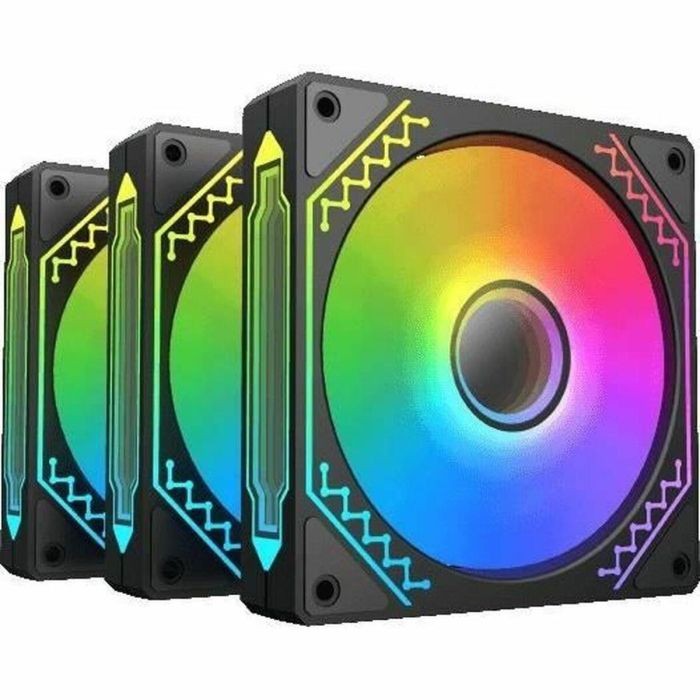 XIGMATEK - Starz Pro (Negro) (Paquete de 3) - Ventiladores A-RGB de 3x120 mm para caja de PC