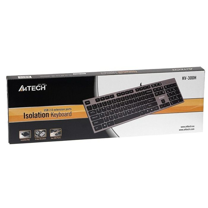 Teclado A4 Tech KV-300H QWERTY Negro Gris Monocromo Negro/Gris 1