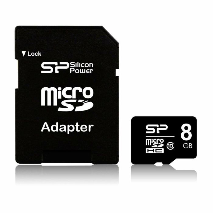 Tarjeta de Memoria Micro SD con Adaptador Silicon Power SP008GBSTHBU1V10SP 8 GB