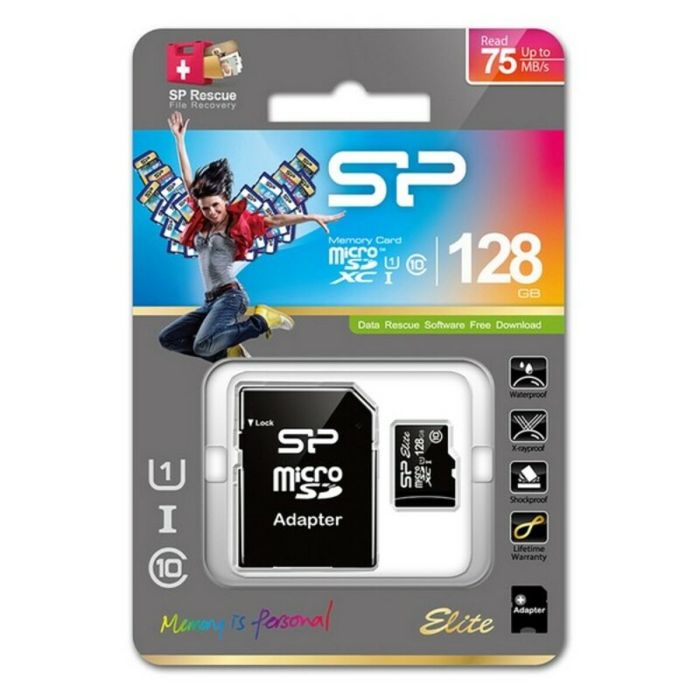 Tarjeta de Memoria Micro SD con Adaptador Silicon Power SP128GBSTXBU1V10SP UHS-I GB Class 10 128 GB 128 GB