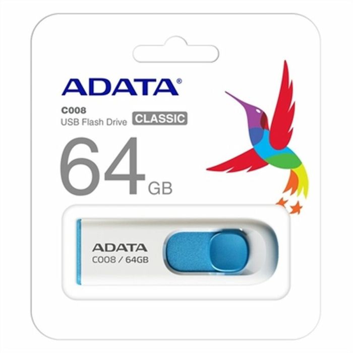 Memoria USB Adata AC008-64G-RWE 64 GB Blanco Azul/Blanco 64 GB 2