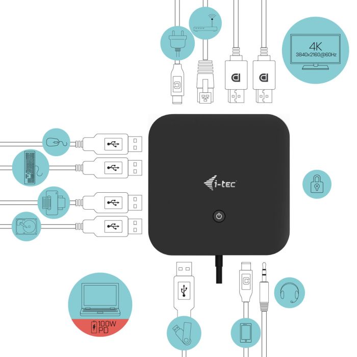 Dock/Base de carga i-Tec C31DUALDPDOCKPD65W 1