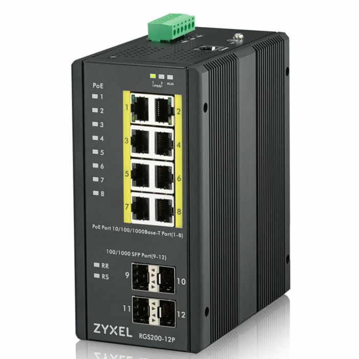 Zyxel RGS200-12P Gestionado L2 Gigabit Ethernet (10/100/1000) Energía sobre Ethernet (PoE) Negro