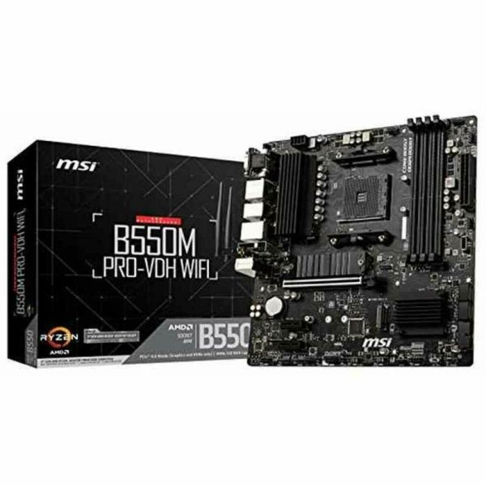 Placa MSI B550M Pro-Vdh Wifi,Amd,Am4,B550,4Ddr4,128Gb,Vga+Hdmi+Dp,Gblan+Wifi+Bt4.2,4Sata3+2M.2,5Usb3.2,Matx