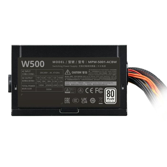 Fuente de Alimentación Cooler Master MPW-5001-ACBW-BEU 500 W TÜV CE FCC Cableada ATX 3 Fuente de Alimentación Cooler Master MPW-5001-ACBW-BEU 500 W TÜV CE FCC Cableada ATX 3
