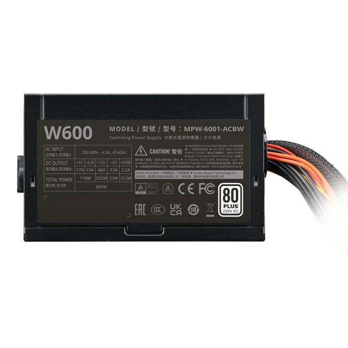 Fuente de Alimentación Cooler Master MPW-6001-ACBW-BEU 600 W 110 W TÜV CE 80 PLUS FCC Cableada ATX 3