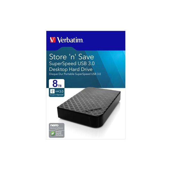 Verbatim disco duro externo store ´n´ save 8tb hdd 3,5" usb 3.0 gen 2 negro Verbatim disco duro externo store ´n´ save 8tb hdd 3,5" usb 3.0 gen 2 negro