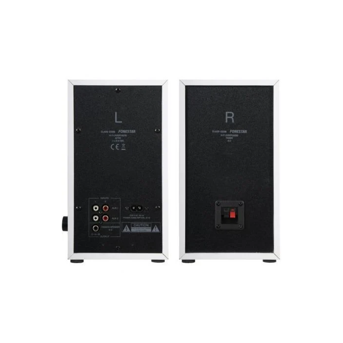 Fonestar CLASS-220B Altavoces 80W 2.0 Pareja de altavoces activos Hi-Fi de madera MDF con mando a distancia y múltiples opciones de reproducción