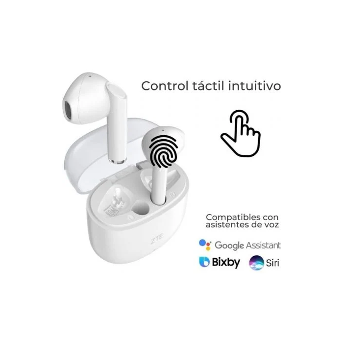 ZTE Auriculares Bluetooth Buds 2 EB64G-W Inalámbricos con Estuche de Carga y Autonomía de 25 Horas Blancos 4