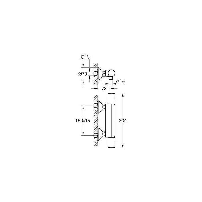 GROHE 345942430 Mezclador Termostático de Ducha Precision Start Negro Mate, para Montaje en Pared Visto con Ahorro de Agua 3