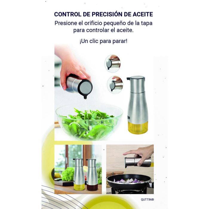 Quttin Set 2 Aceiteras Inoxidables con Soporte - 9.5 x 23 x 17.8 cm (12 Unidades) 2