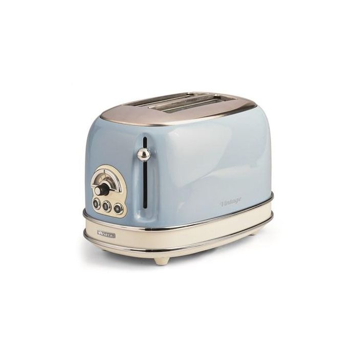 Ariete 155/15 Tostador 2 Ranuras Vintage, 6 Niveles de Tueste, Bandeja Recogemigas Extraíble, Azul 1 Ariete 155/15 Tostador 2 Ranuras Vintage, 6 Niveles de Tueste, Bandeja Recogemigas Extraíble, Azul 1