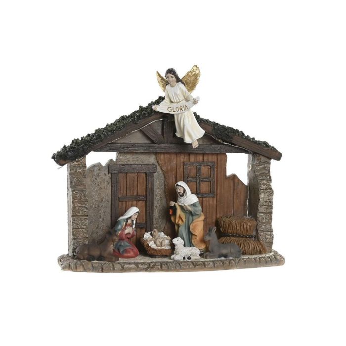 DKD Home Decor Nacimiento Navidad Tradicional con LED de Resina Multicolor 8 x 17.5 x 21.5 cm 1