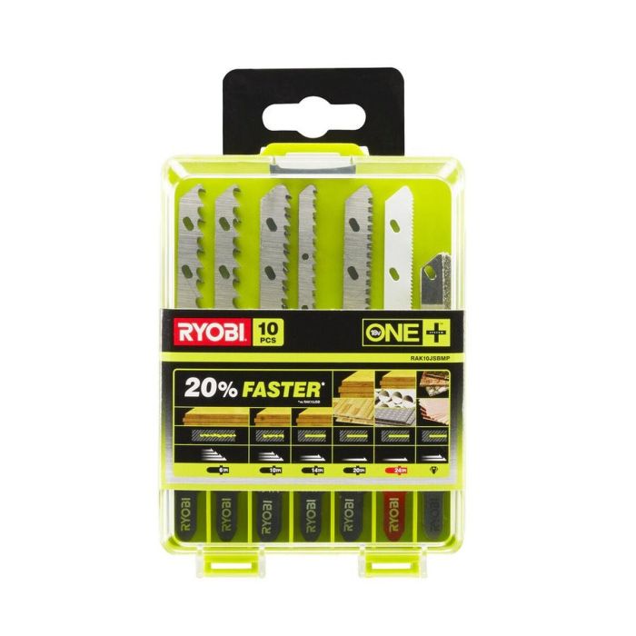Ryobi Caja de 10 Cuchillas Sierra de Calar Inalámbricas ONE+, Madera, Metal y Mosaico 2