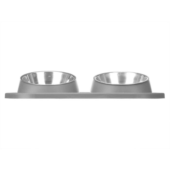 Comedero Doble Metalico Diseño Gris Mascow 40X8CM (12 Unidades) 3 Comedero Doble Metalico Diseño Gris Mascow 40X8CM (12 Unidades) 3