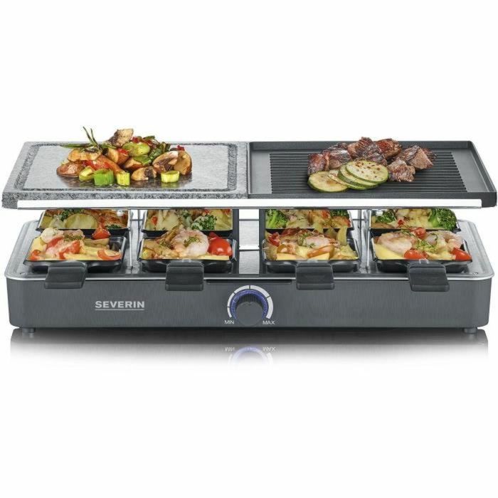 Severin RG2376 Raclette Grill 8 personas con Piedra de cocción natural y Placa antiadherente reversible, Termostato Ajustable 1