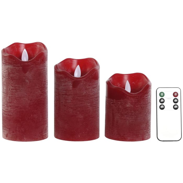 DKD Home Decor Vela LED Navidad Tradicional, Set de 3 Velas de Cera Rojas con Mando a Distancia, Iluminación Decorativa para el Hogar, 8x17x26.5cm 2 DKD Home Decor Vela LED Navidad Tradicional, Set de 3 Velas de Cera Rojas con Mando a Distancia, Iluminación Decorativa para el Hogar, 8x17x26.5cm 2