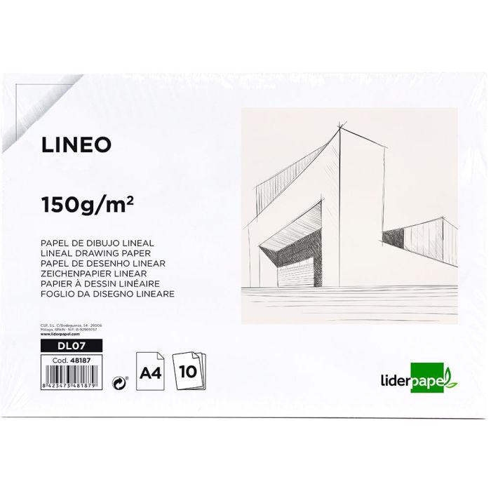 Papel Dibujo Liderpapel 210x297 mm 150 gr-M2 Sin Recuadro Pack De 10 Hojas 12 unidades 1