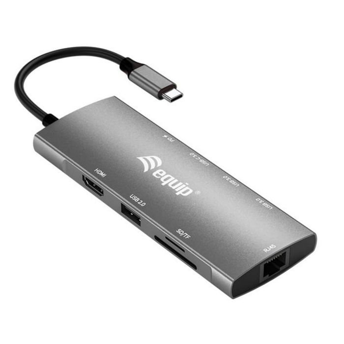 Equip 133490 Docking Station USB-C 9 en 1 con HDMI 4K/60Hz, Gigabit LAN, USB 3.2, SD/TF, USB PD 100W 0 Equip 133490 Docking Station USB-C 9 en 1 con HDMI 4K/60Hz, Gigabit LAN, USB 3.2, SD/TF, USB PD 100W 0