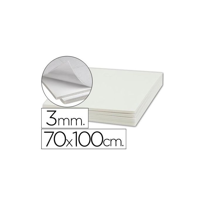 Carton Pluma Liderpapel Blanco Adhesivo 1 Cara 70x100 cm Espesor 3 mm 10 unidades