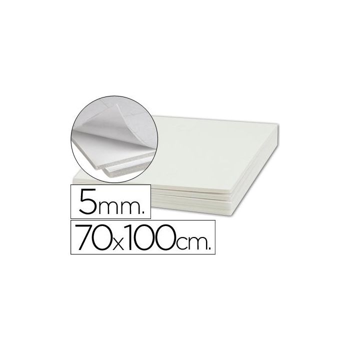 Carton Pluma Liderpapel Blanco Adhesivo 1 Cara 70x100 cm Espesor 5 mm 10 unidades