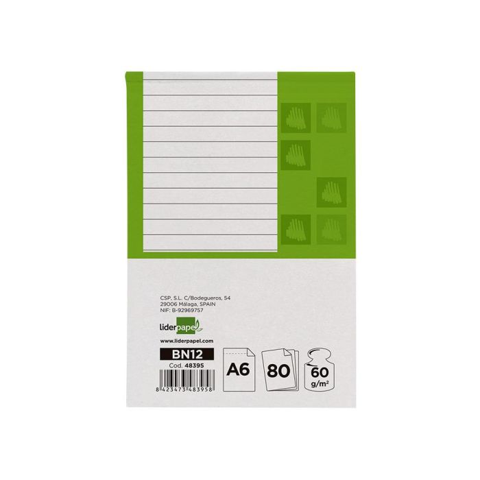 Bloc Notas Liderpapel Horizontal A6 80 Hojas 60 gr-M2 Perforado 10 unidades 2